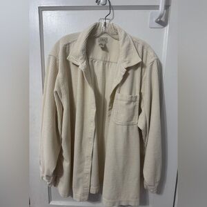 L.L.Bean Women's Wide Wale Corduroy Button-Down Shacket Ivory Size 3X